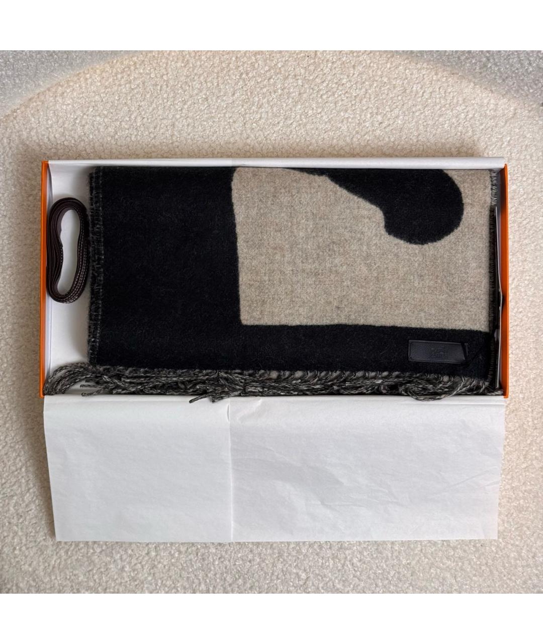 HERMES Бежевый кашемировый шарф, фото 4