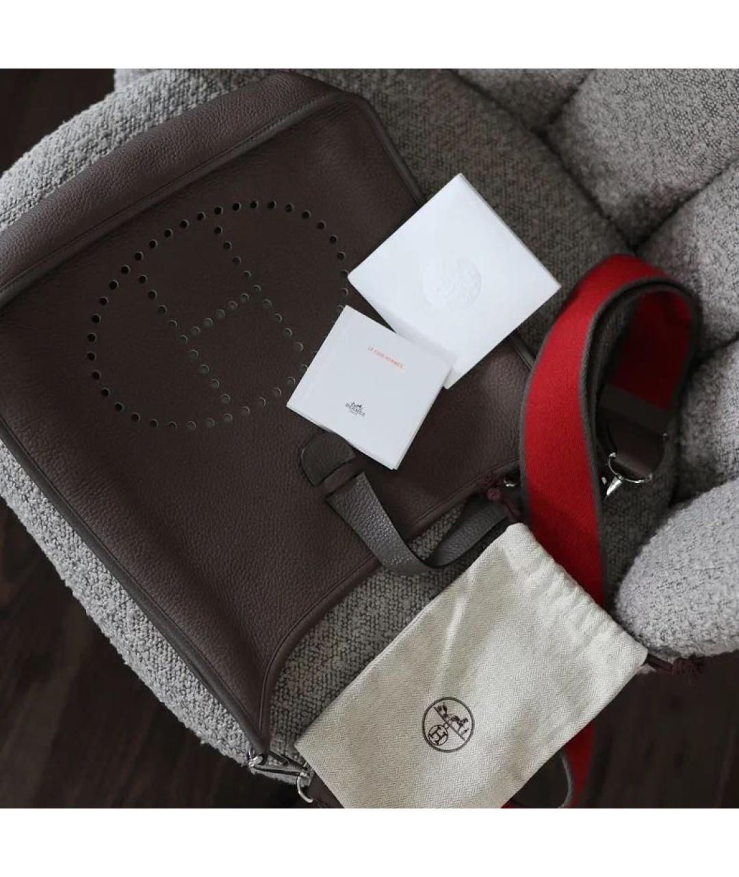 HERMES Коричневая кожаная сумка через плечо, фото 7