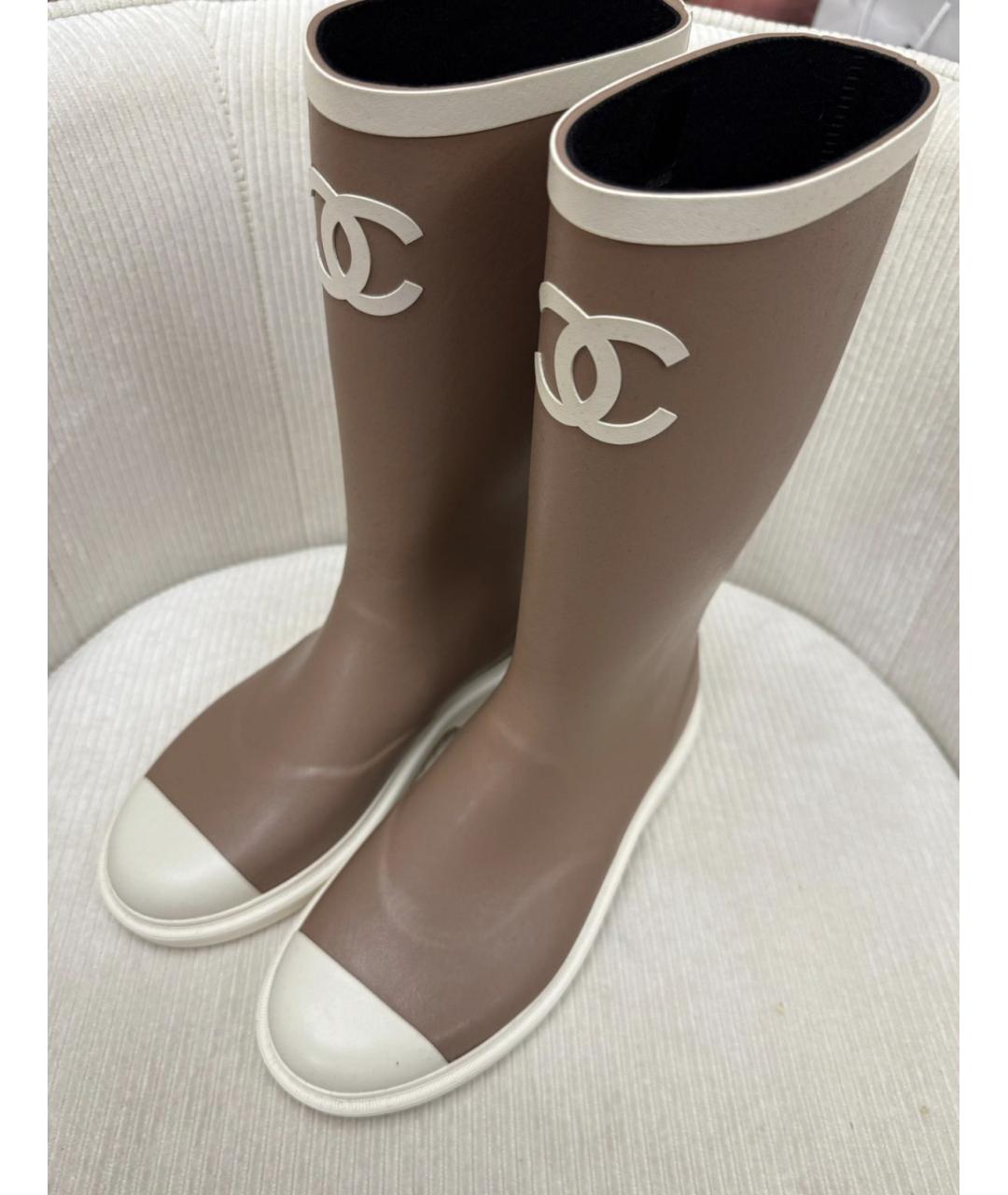 CHANEL Бежевые резиновые сапоги, фото 2