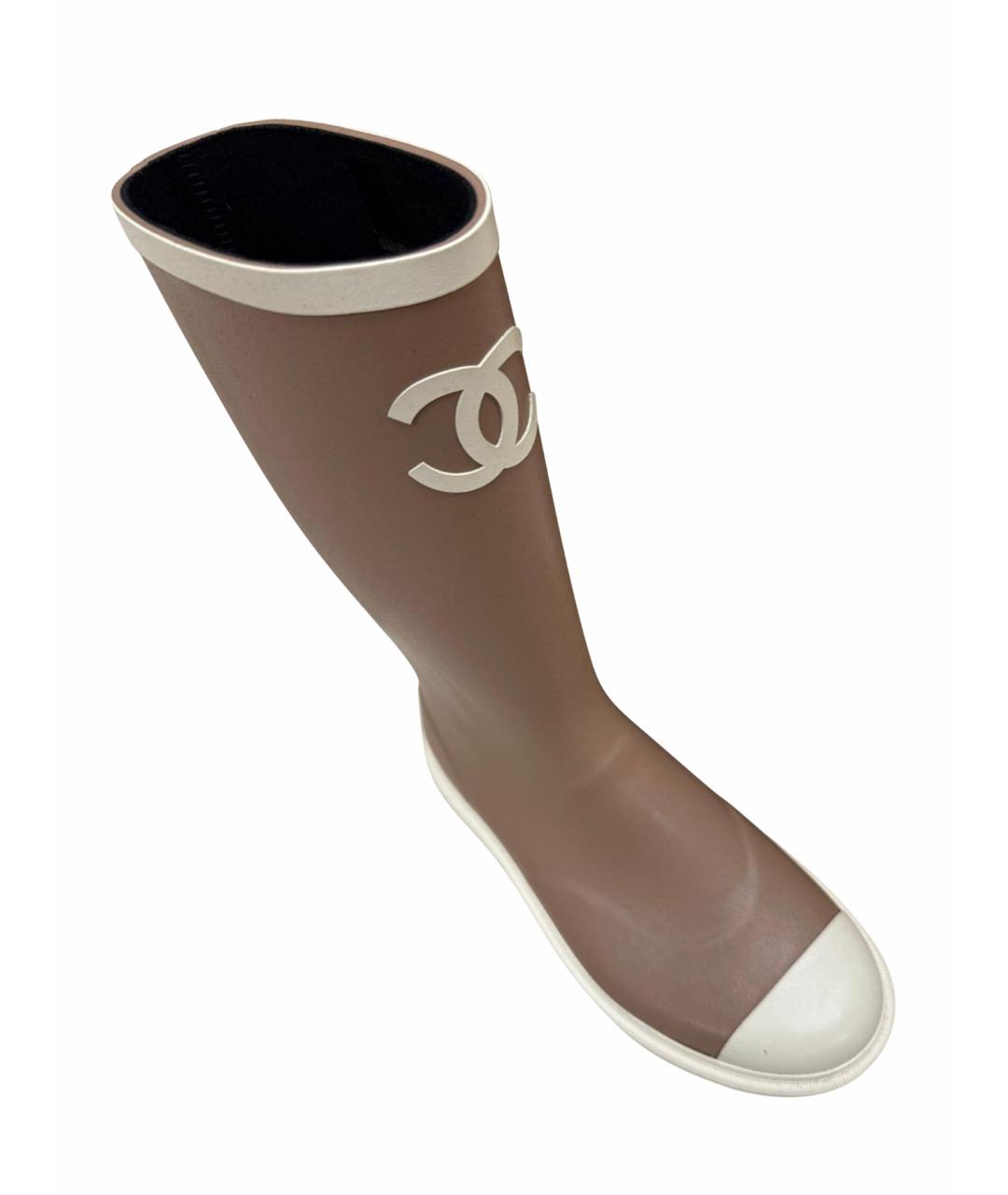 CHANEL Бежевые резиновые сапоги, фото 1