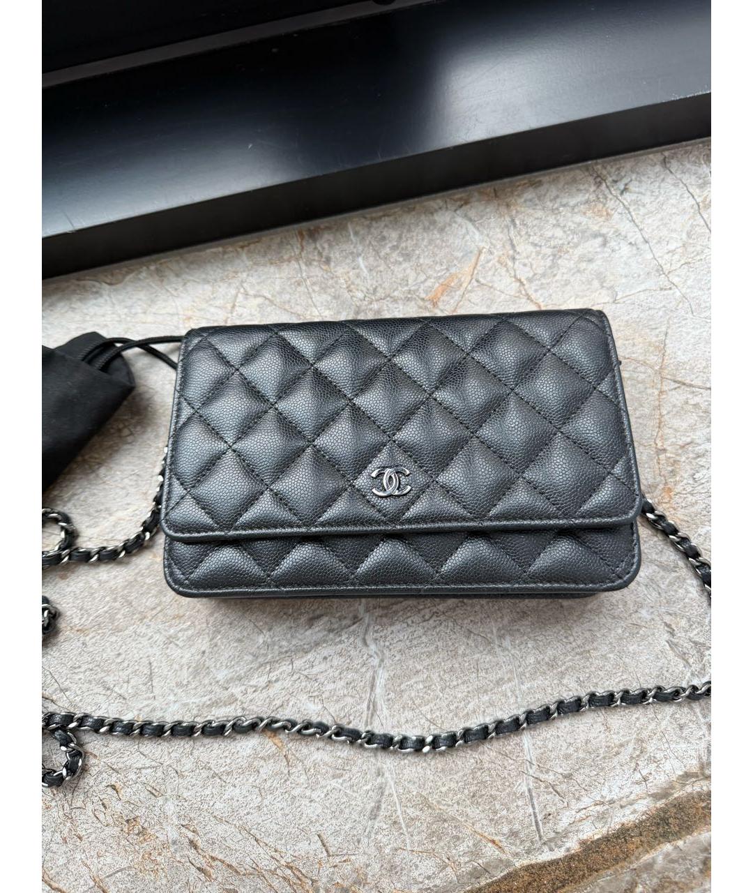 CHANEL Черная кожаная сумка через плечо, фото 8