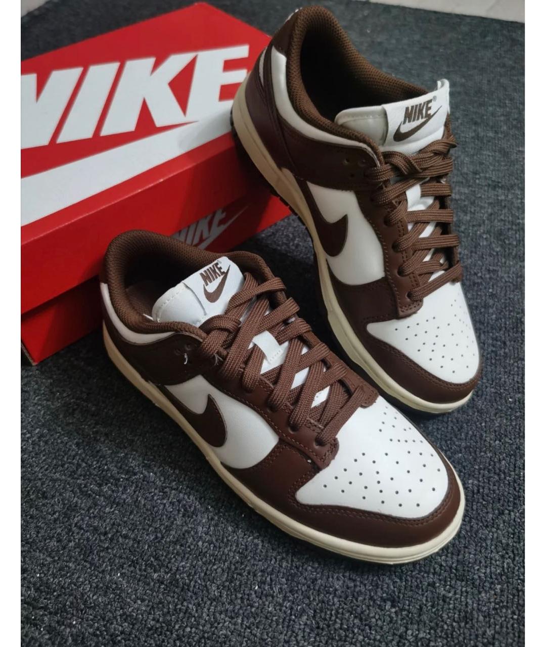 NIKE Коричневые кожаные низкие кроссовки / кеды, фото 2