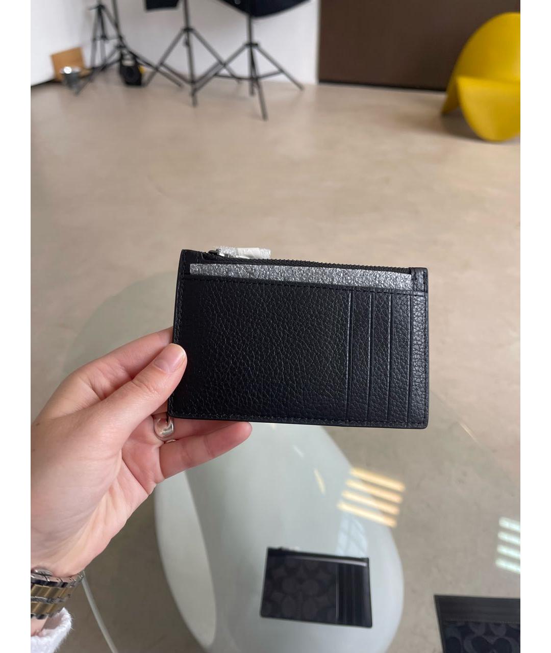 COACH Черный кожаный кардхолдер, фото 3