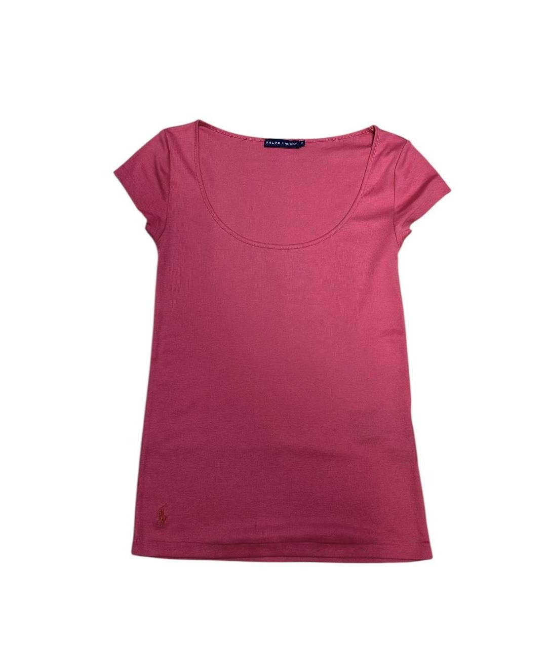 RALPH LAUREN Розовая хлопковая футболка, фото 8