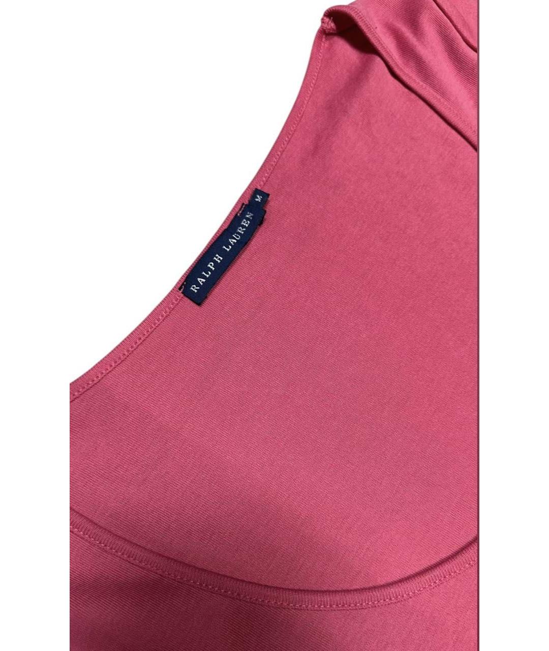 RALPH LAUREN Розовая хлопковая футболка, фото 3