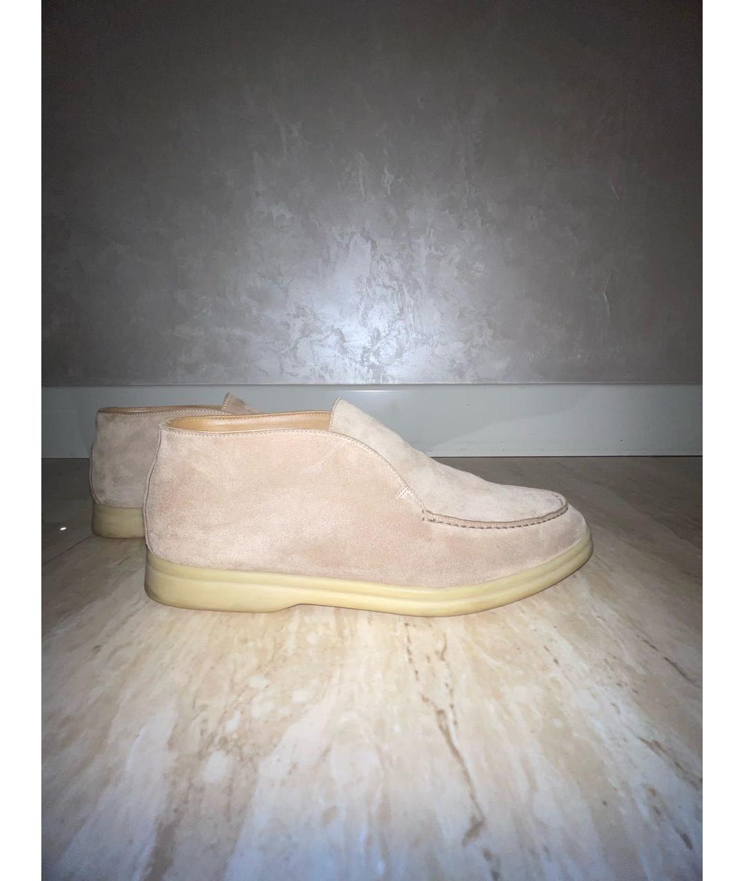 LORO PIANA Бежевые замшевые лоферы, фото 5