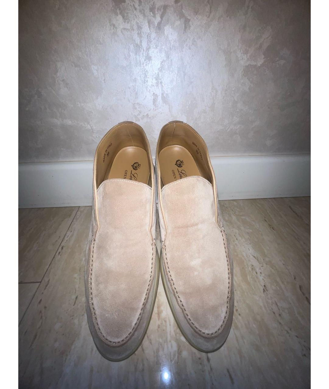 LORO PIANA Бежевые замшевые лоферы, фото 2