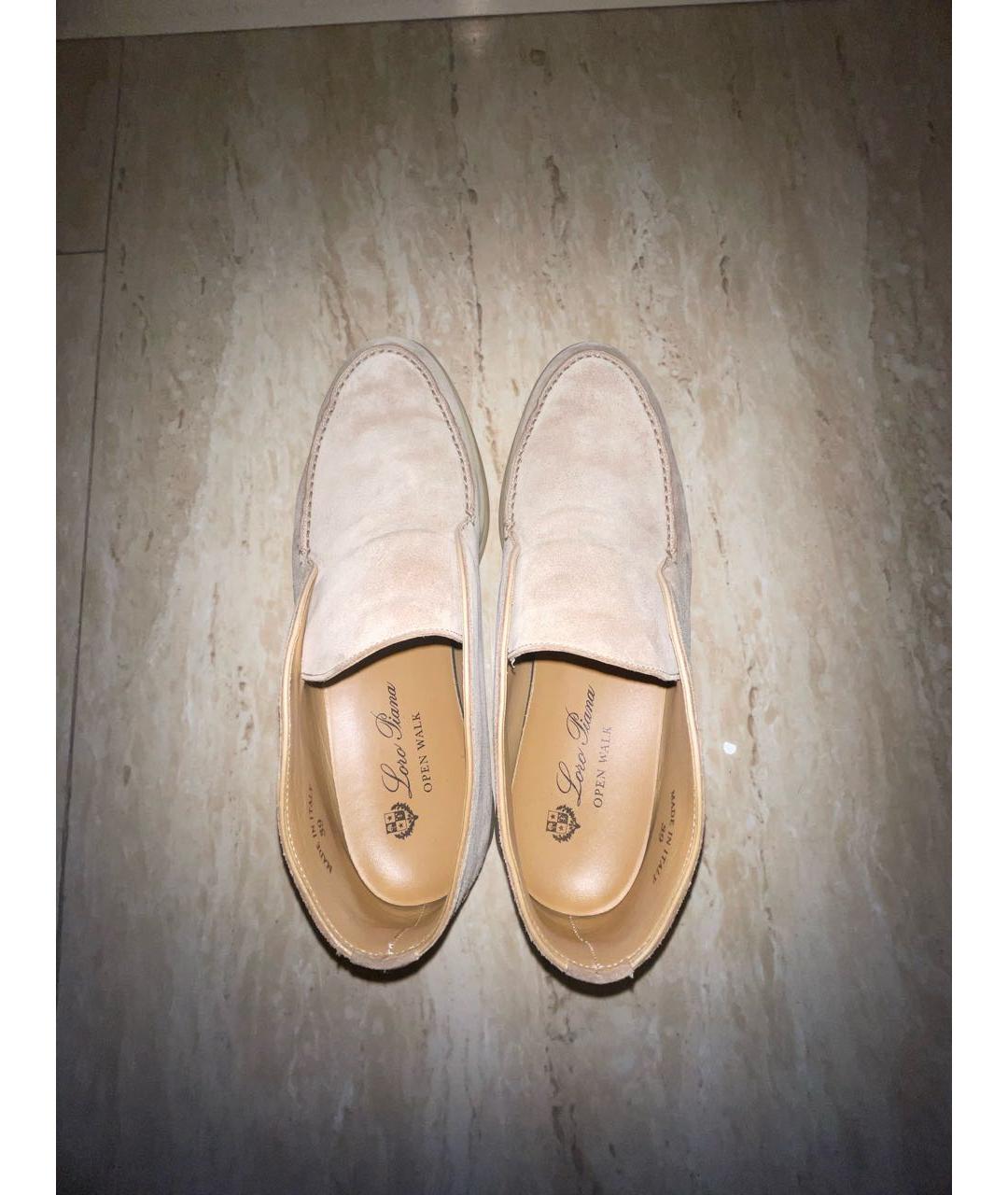 LORO PIANA Бежевые замшевые лоферы, фото 4