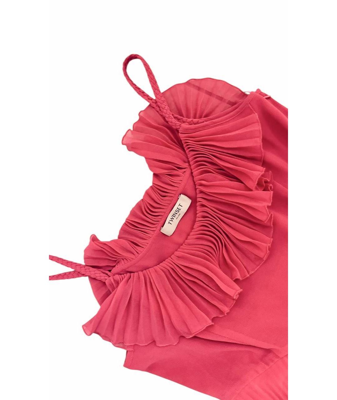 TWIN-SET Коралловое полиэстеровое вечернее платье, фото 3
