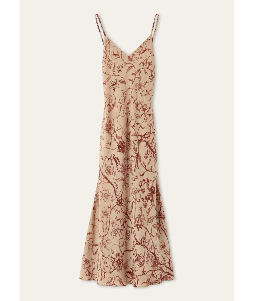 LORO PIANA Бежевое шелковое повседневное платье, фото 5