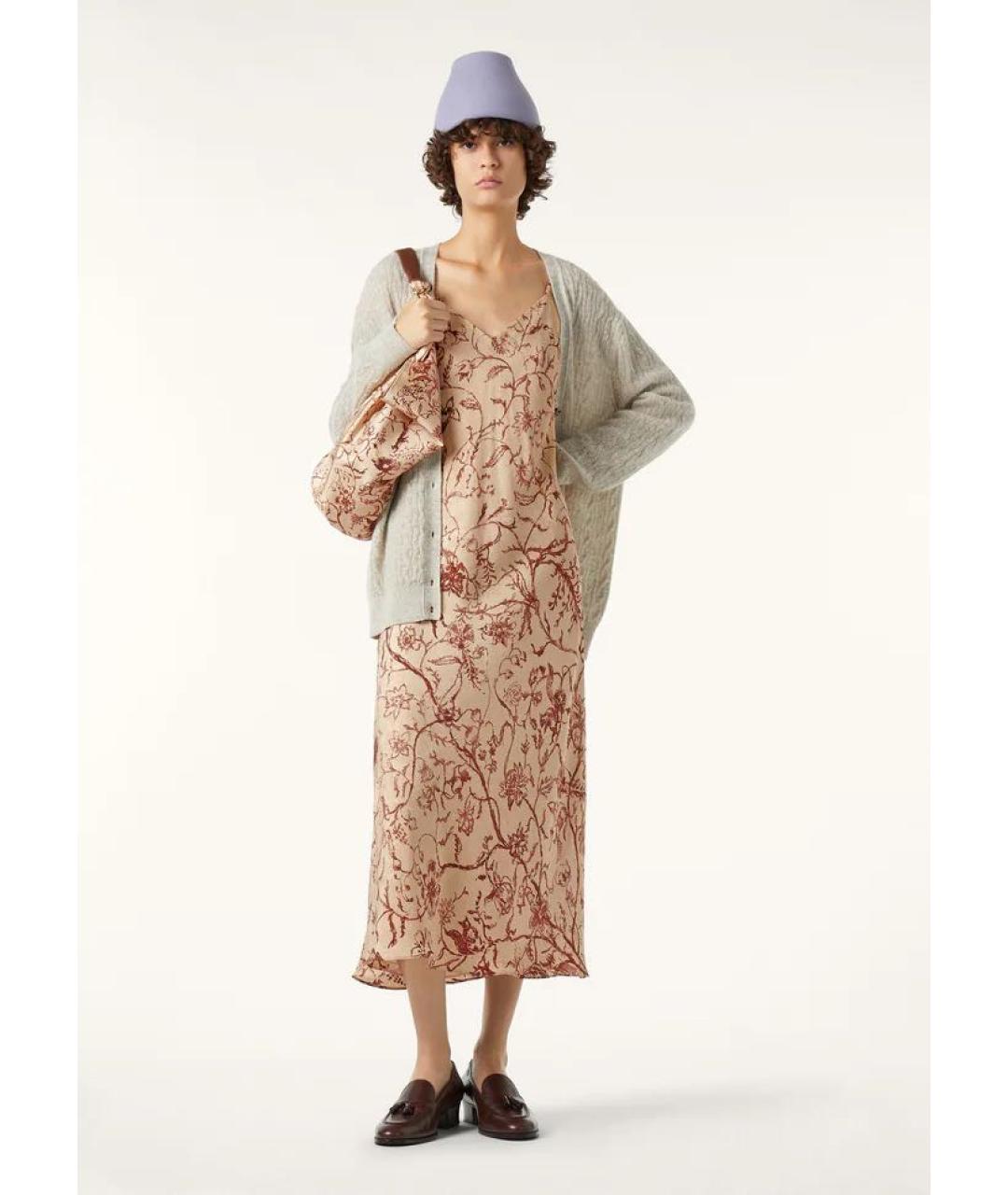 LORO PIANA Бежевое шелковое повседневное платье, фото 2