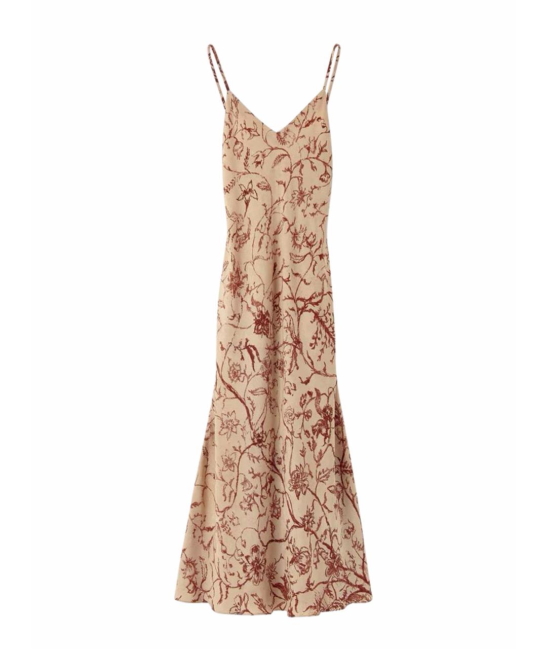 LORO PIANA Бежевое шелковое повседневное платье, фото 1