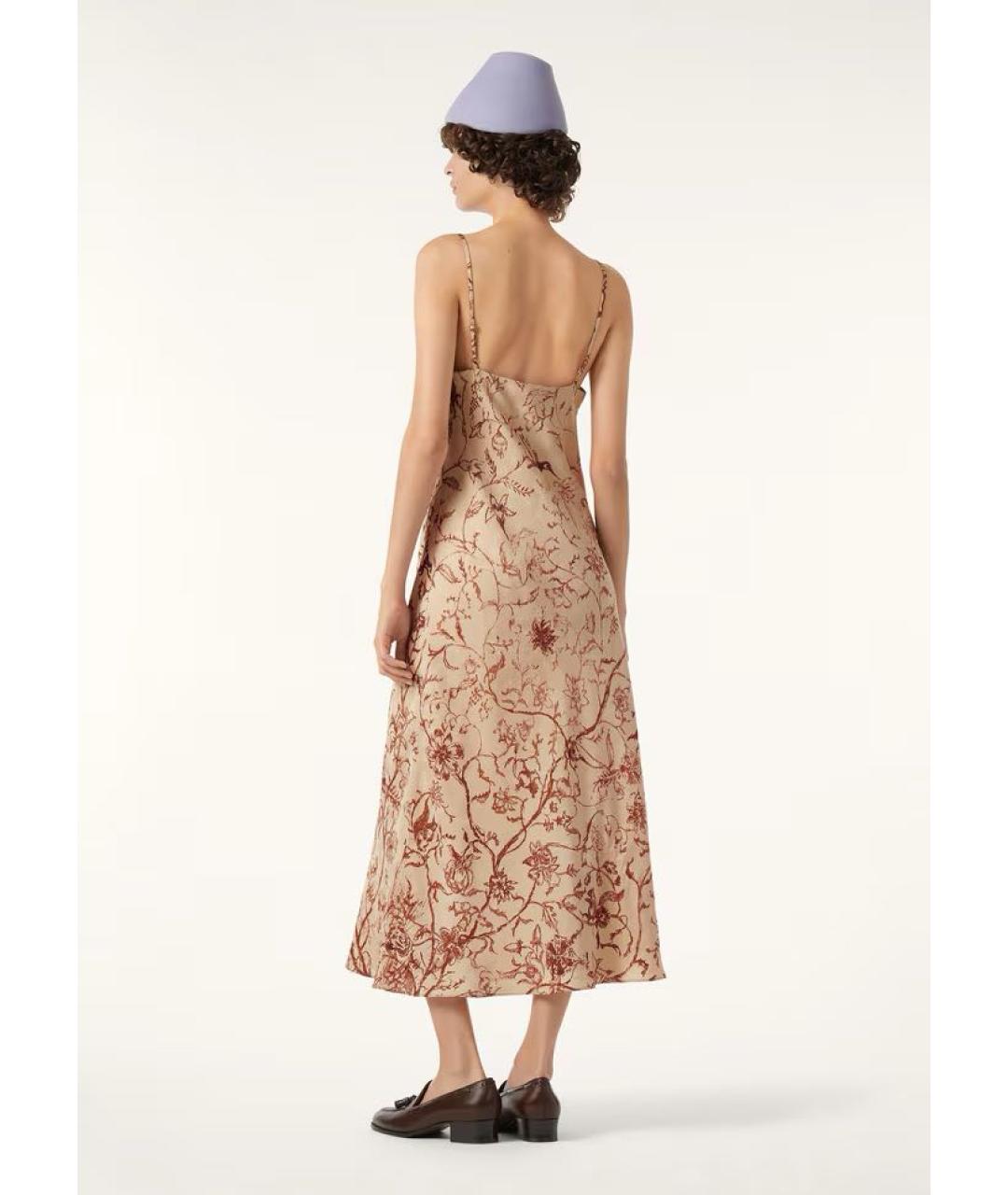 LORO PIANA Бежевое шелковое повседневное платье, фото 4