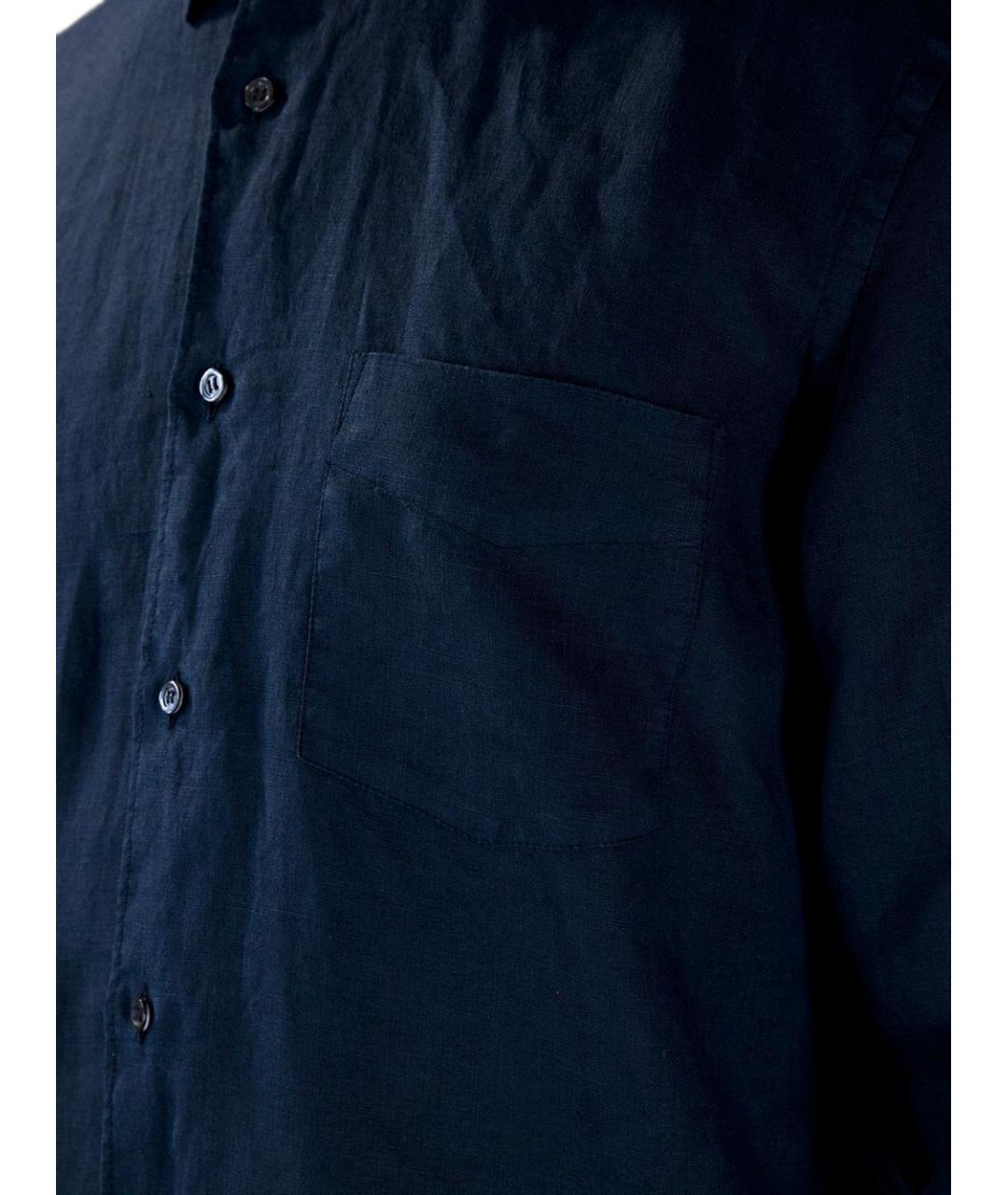 ASPESI Темно-синяя льняная кэжуал рубашка, фото 3