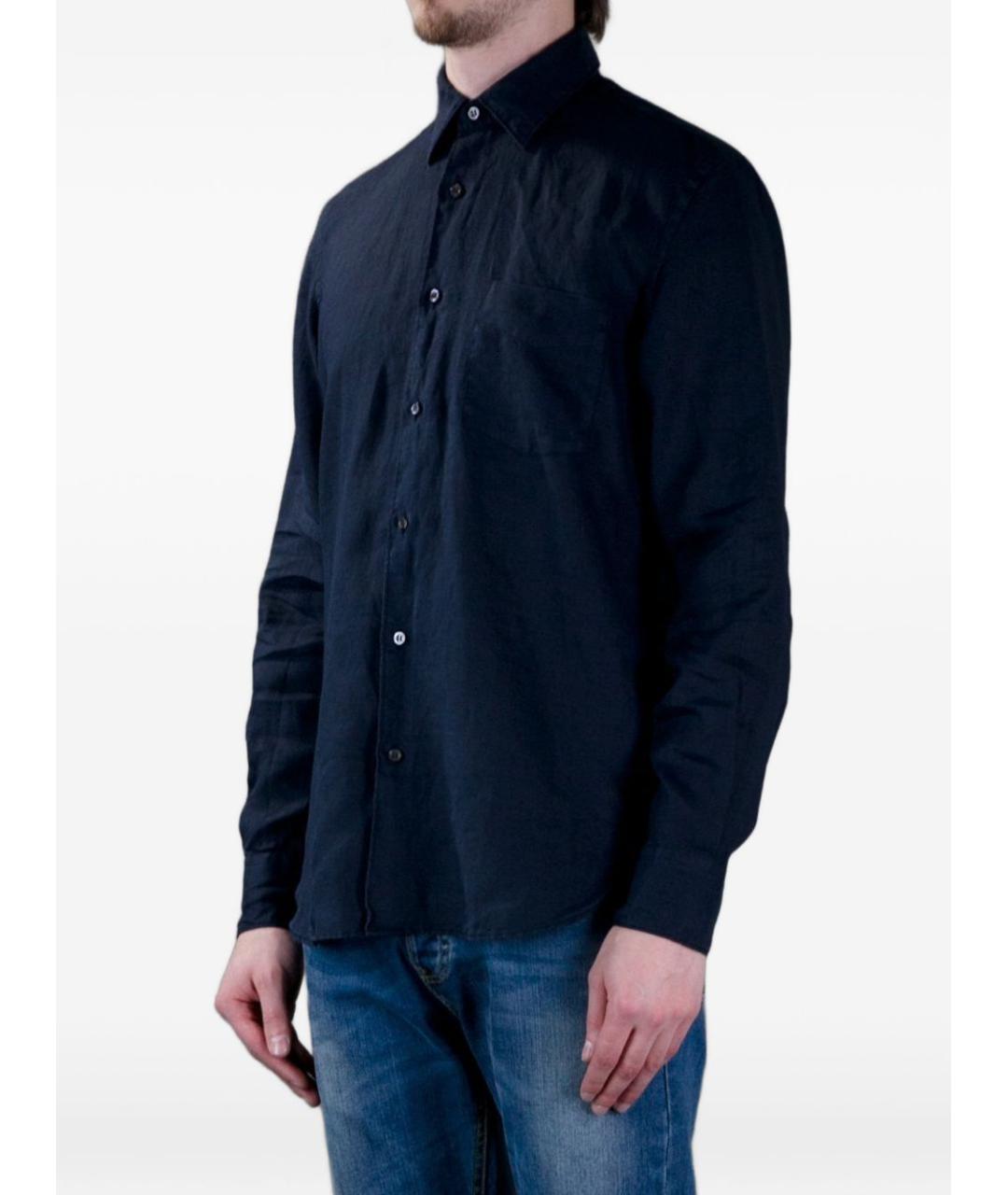 ASPESI Темно-синяя льняная кэжуал рубашка, фото 2