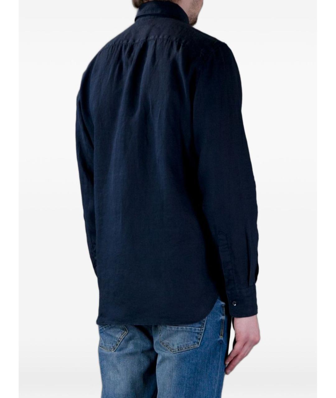 ASPESI Темно-синяя льняная кэжуал рубашка, фото 5