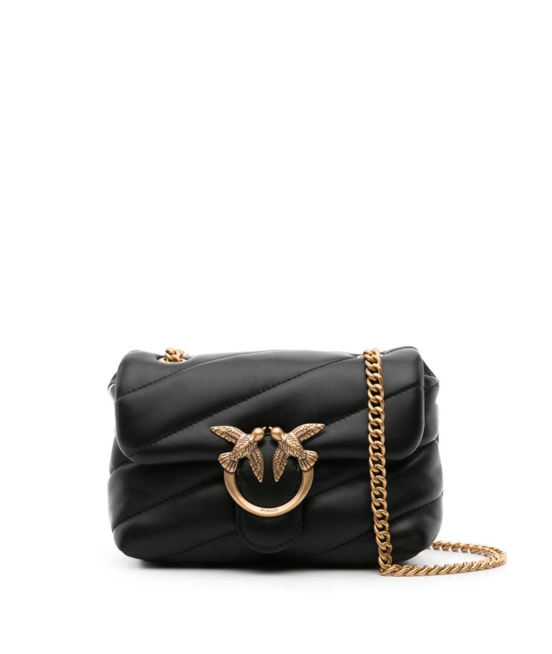 PINKO Черная кожаная сумка через плечо, фото 1