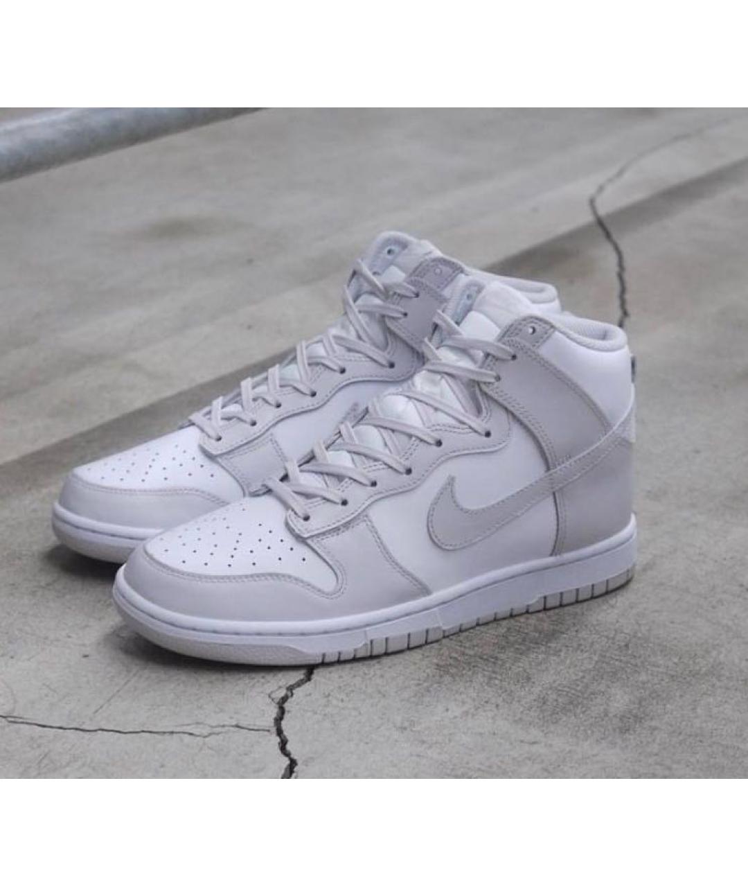 NIKE Серые кожаные высокие кроссовки / кеды, фото 2