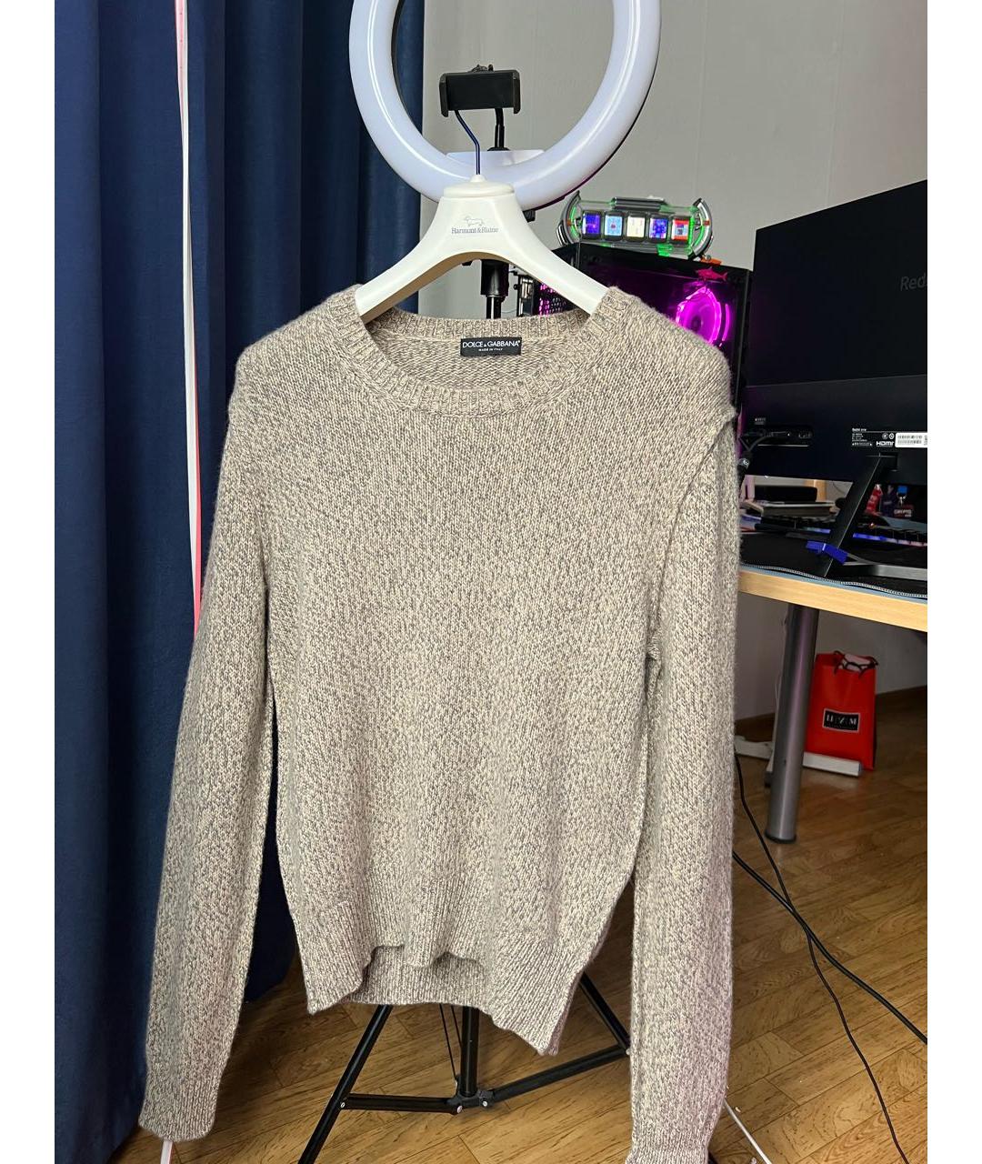 DOLCE&GABBANA Бежевый кашемировый джемпер / свитер, фото 5