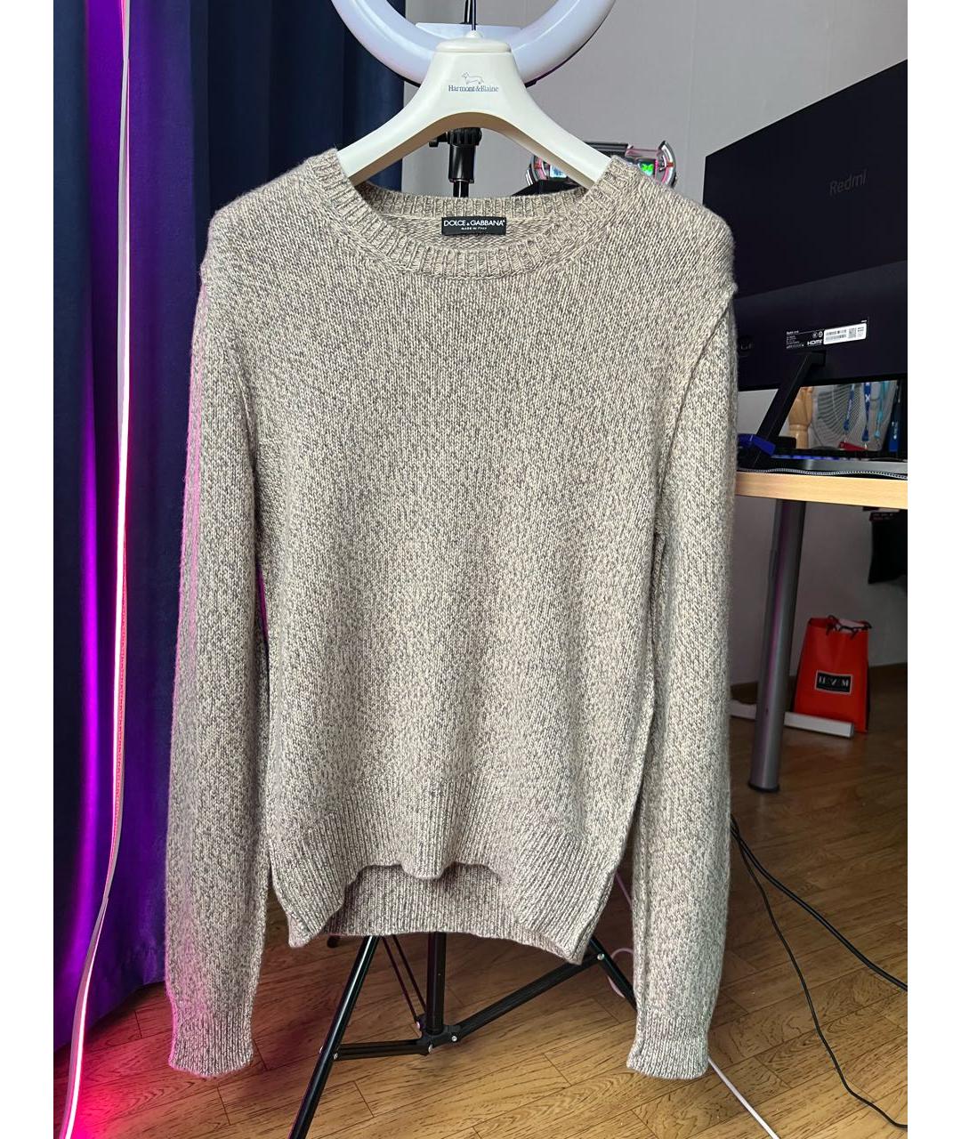 DOLCE&GABBANA Бежевый кашемировый джемпер / свитер, фото 9