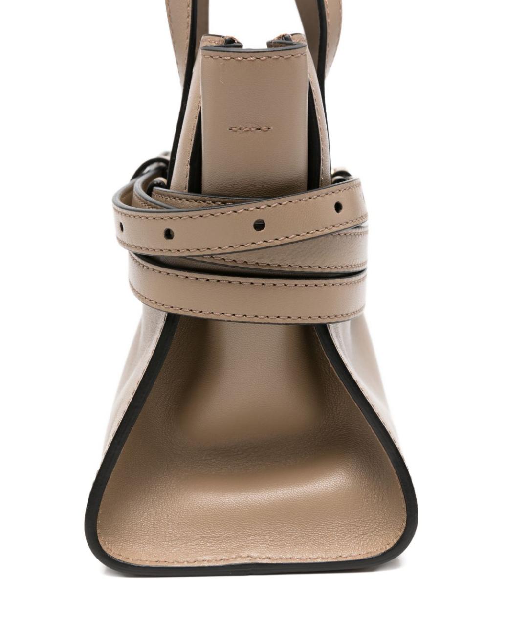 MOSCHINO Бежевая кожаная сумка с короткими ручками, фото 4