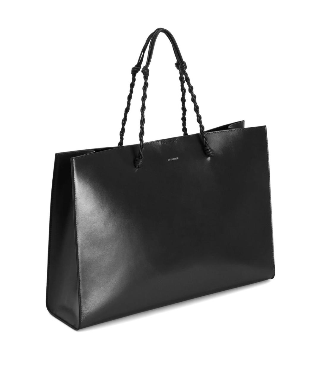 JIL SANDER Черная кожаная сумка тоут, фото 3