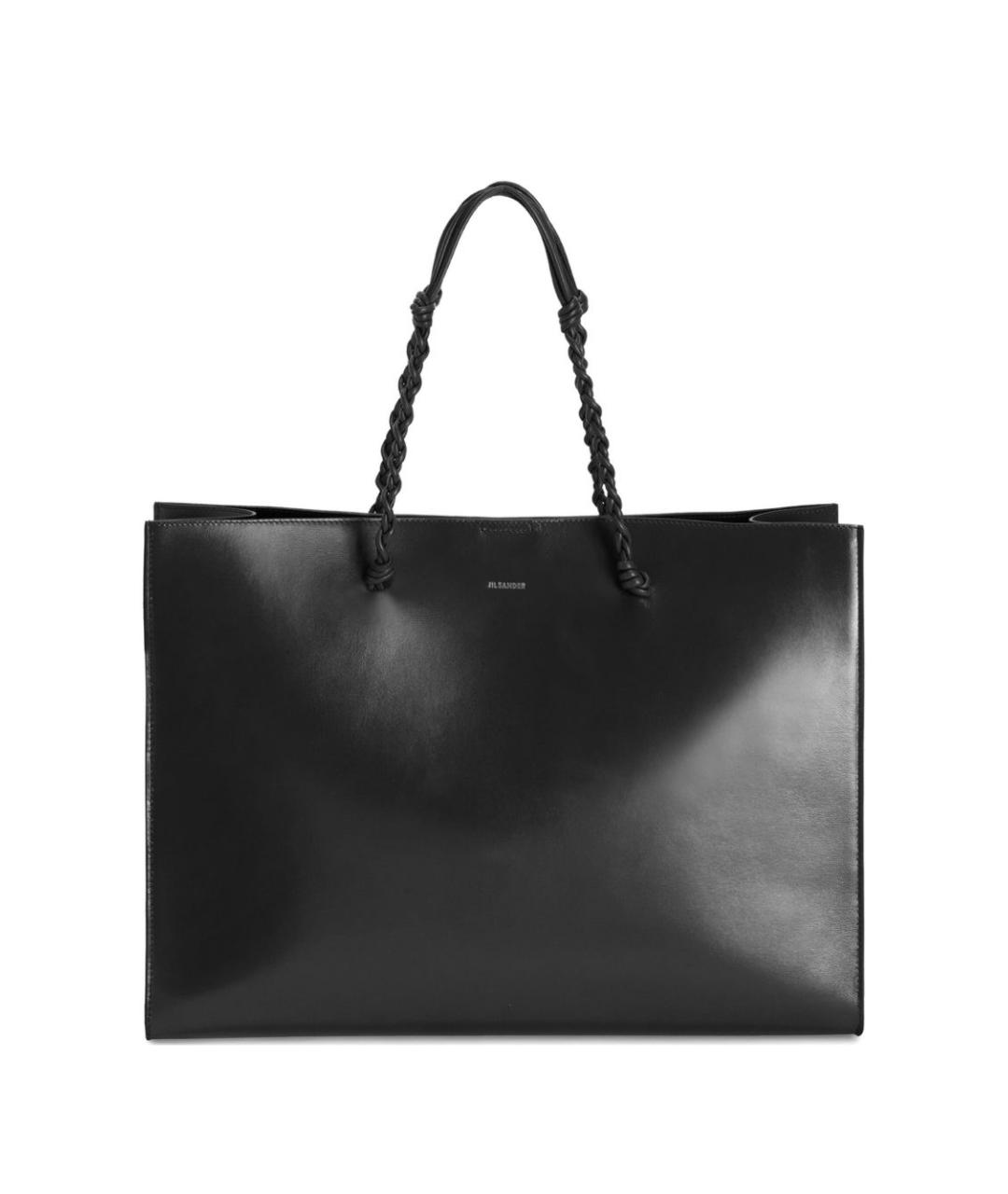 JIL SANDER Черная кожаная сумка тоут, фото 1