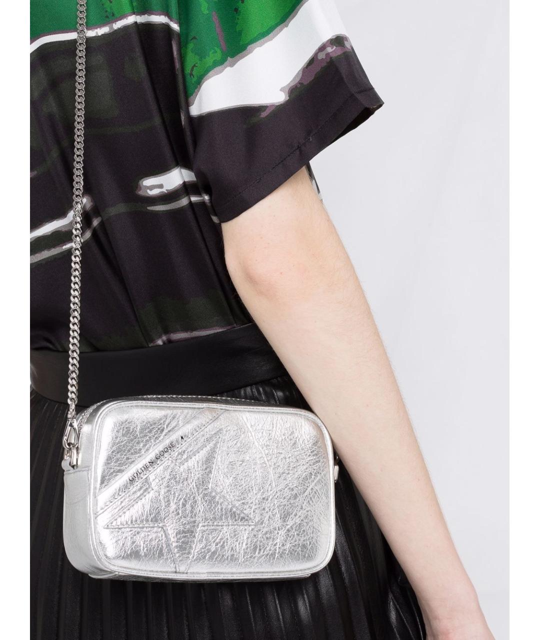 GOLDEN GOOSE DELUXE BRAND Серебряная кожаная сумка через плечо, фото 2