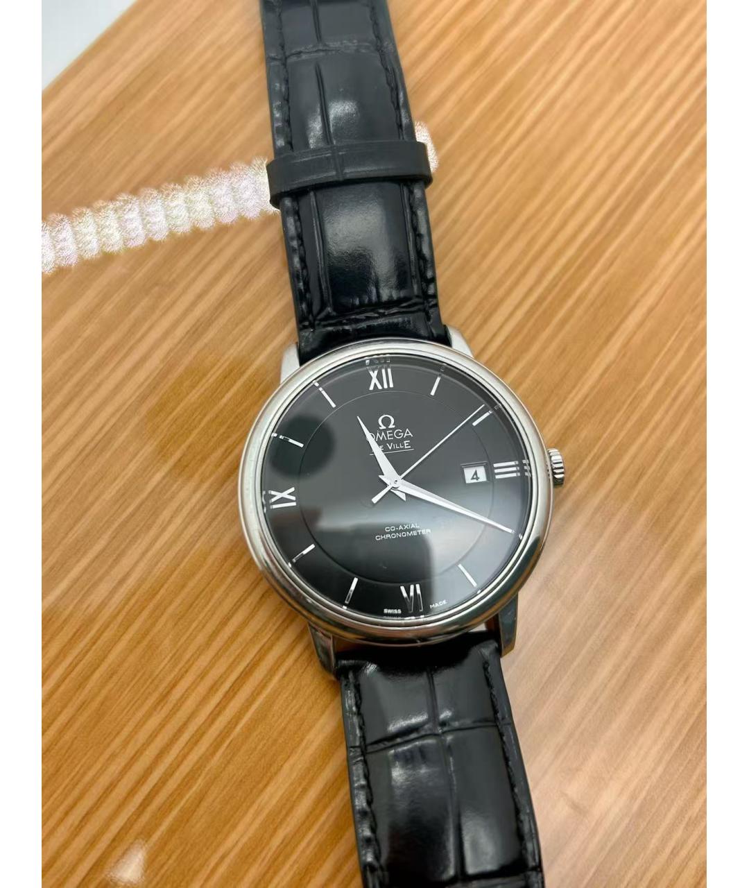 OMEGA Черные часы, фото 2