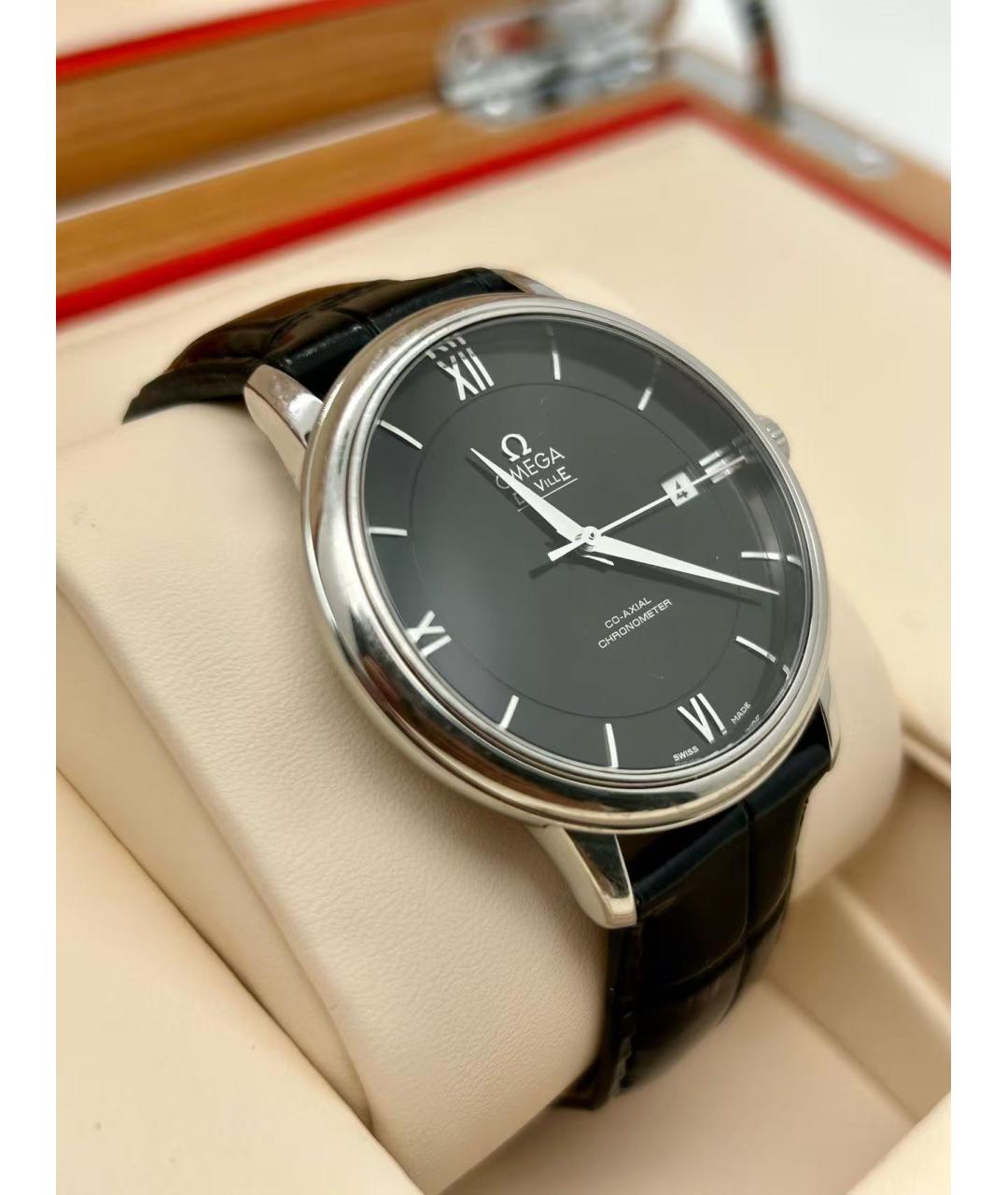 OMEGA Черные часы, фото 4