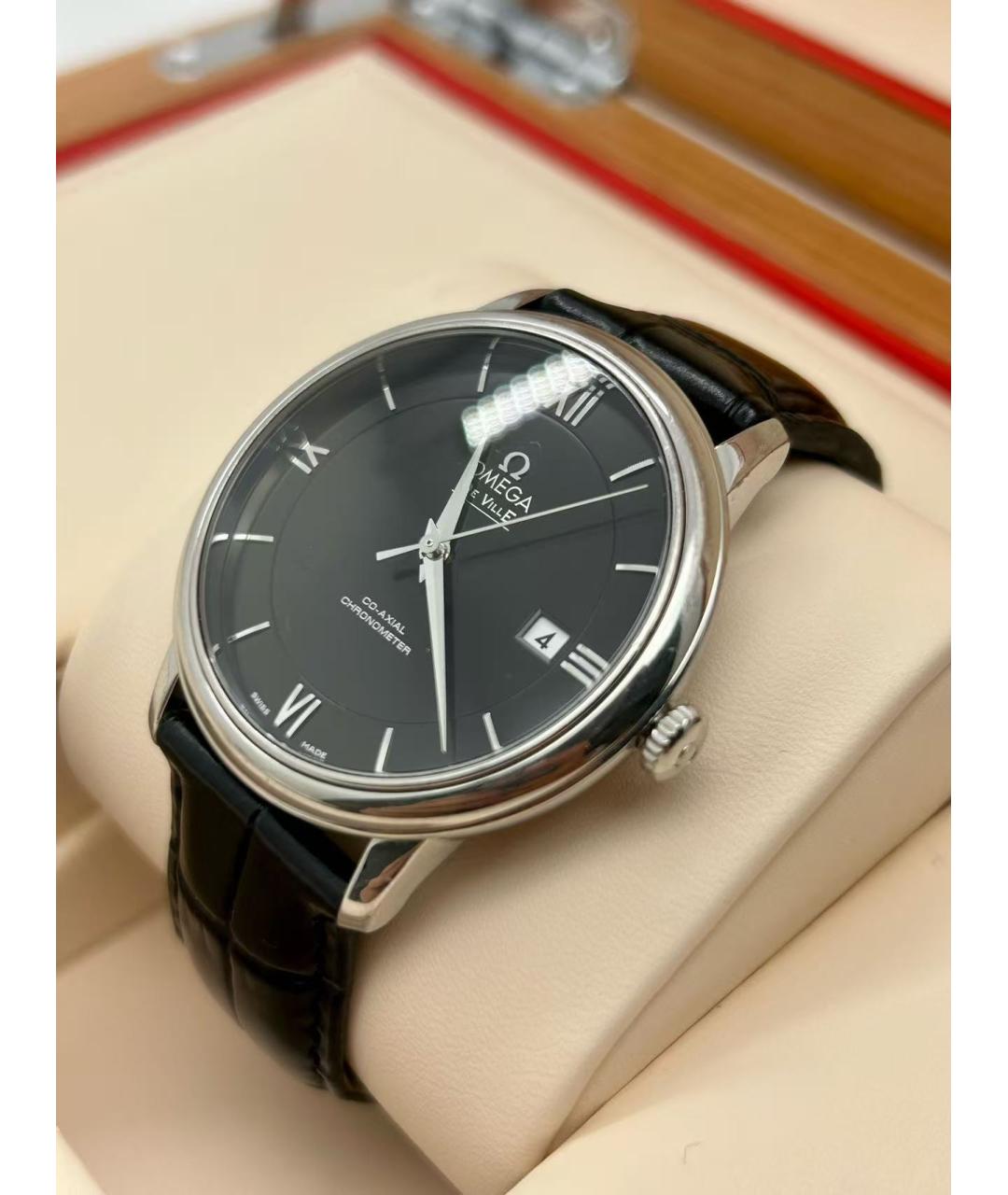 OMEGA Черные часы, фото 3