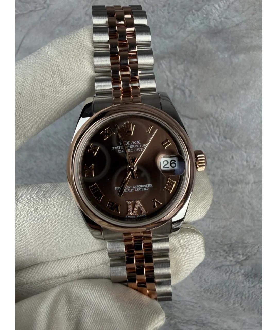 ROLEX Коричневые часы из розового золота, фото 2