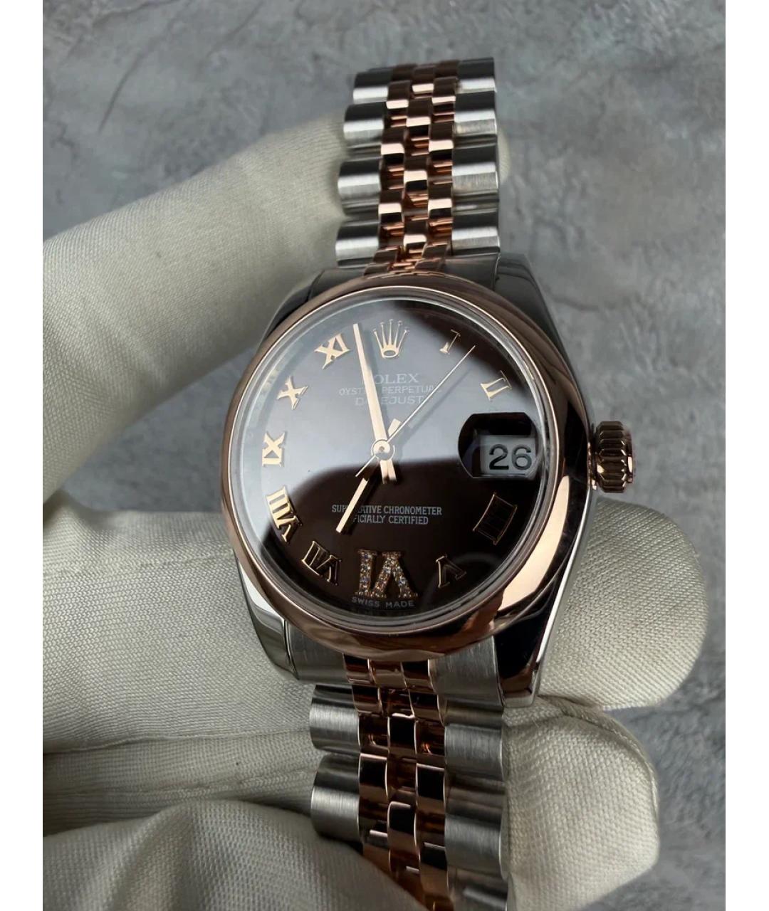 ROLEX Коричневые часы из розового золота, фото 3