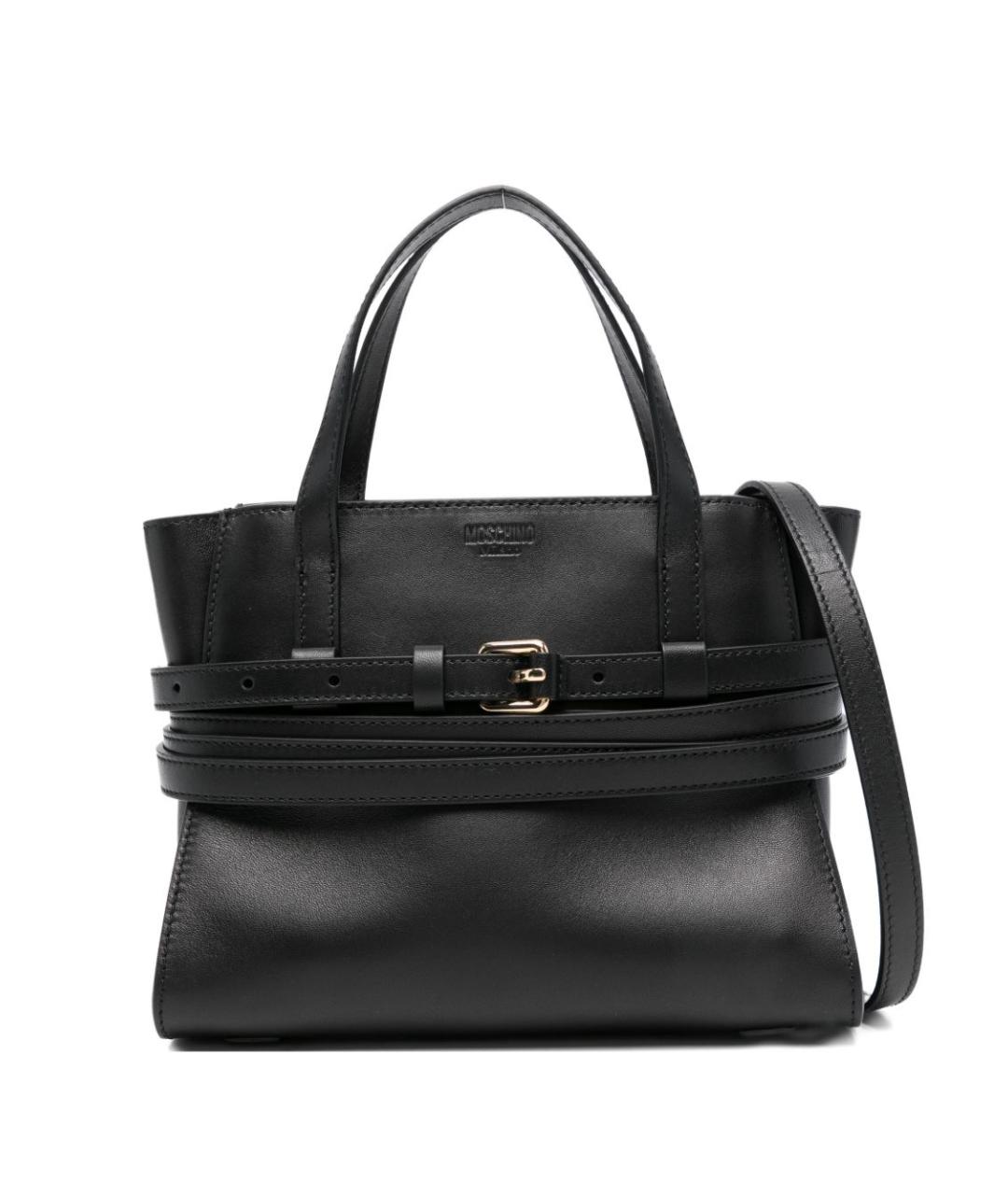 MOSCHINO Черная кожаная сумка с короткими ручками, фото 1