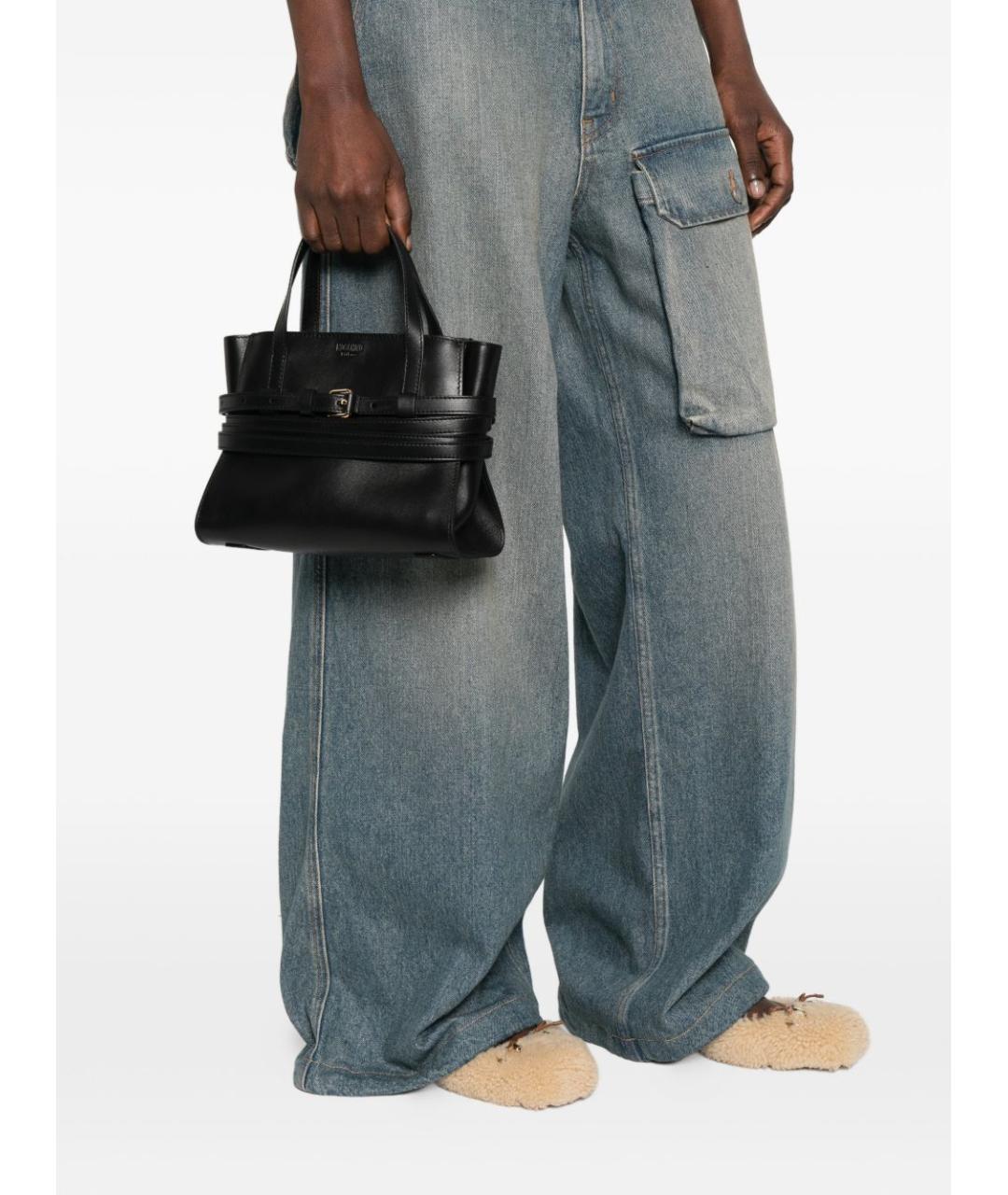 MOSCHINO Черная кожаная сумка с короткими ручками, фото 3