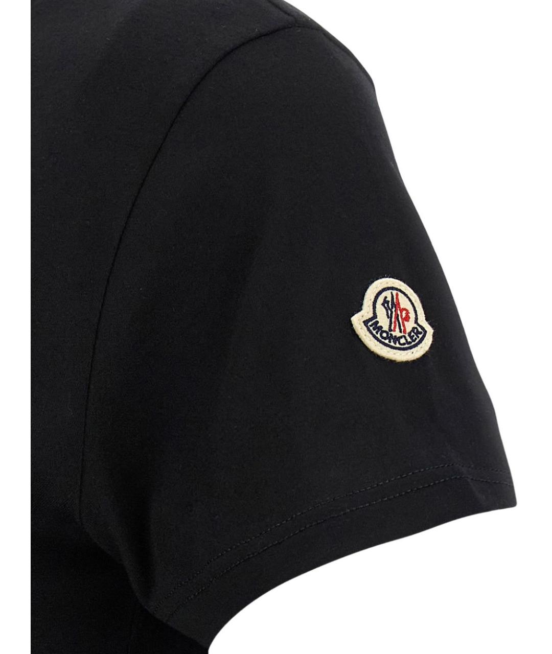 MONCLER Черная хлопковая футболка, фото 2