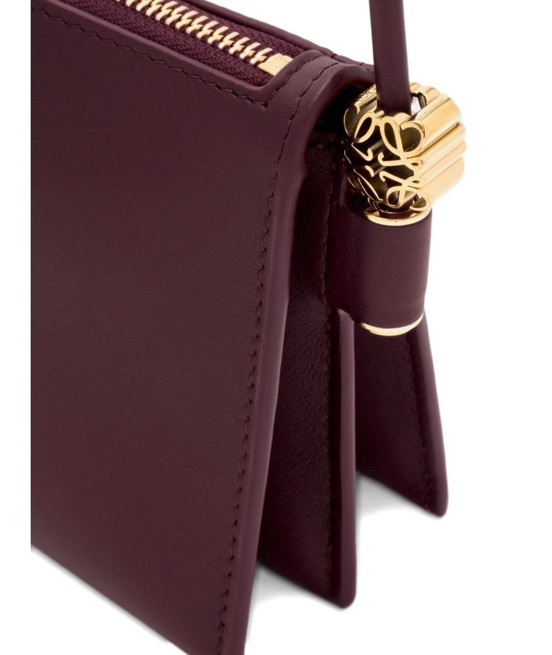 LOEWE Бордовая кожаная сумка через плечо, фото 3