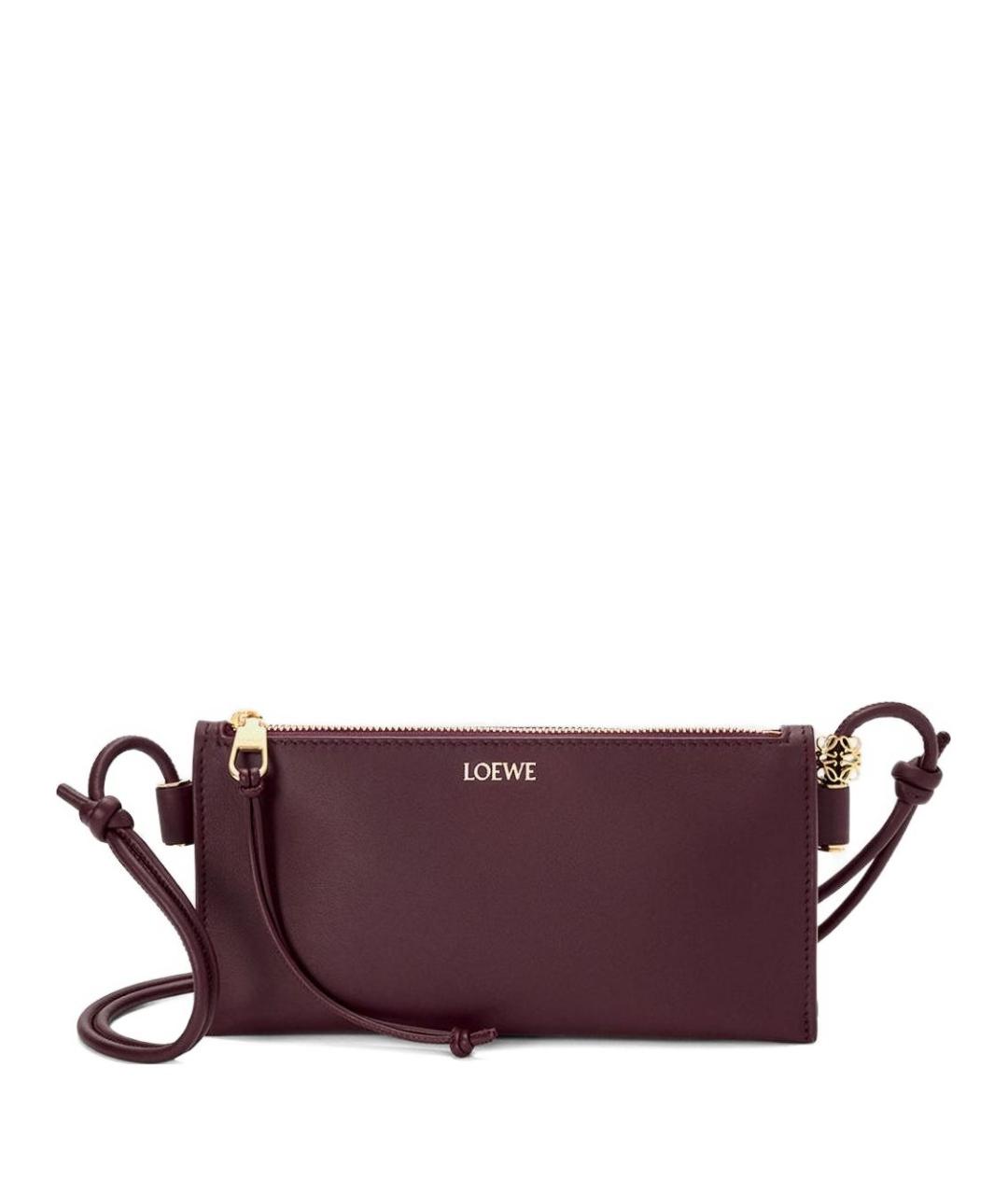 LOEWE Бордовая кожаная сумка через плечо, фото 2