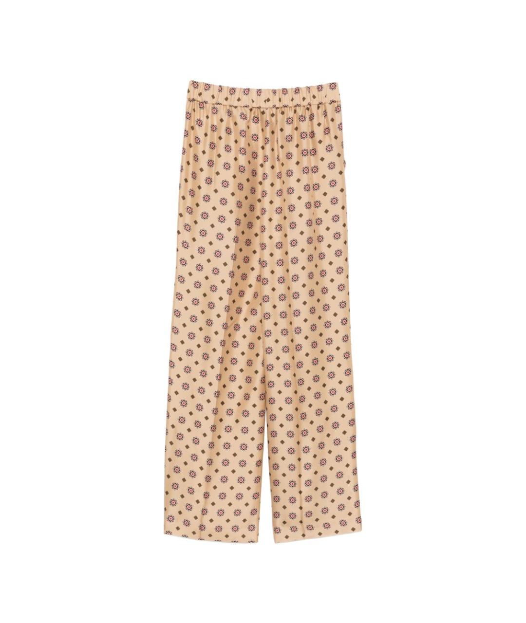 ALBERTO BIANI Бежевые шелковые прямые брюки, фото 2