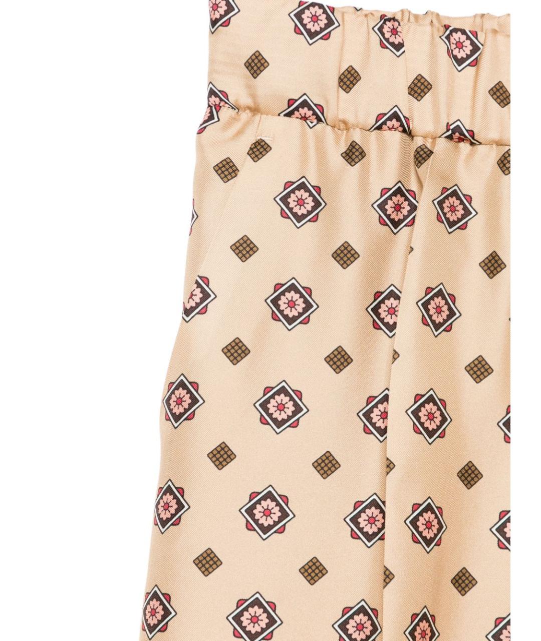 ALBERTO BIANI Бежевые шелковые прямые брюки, фото 3