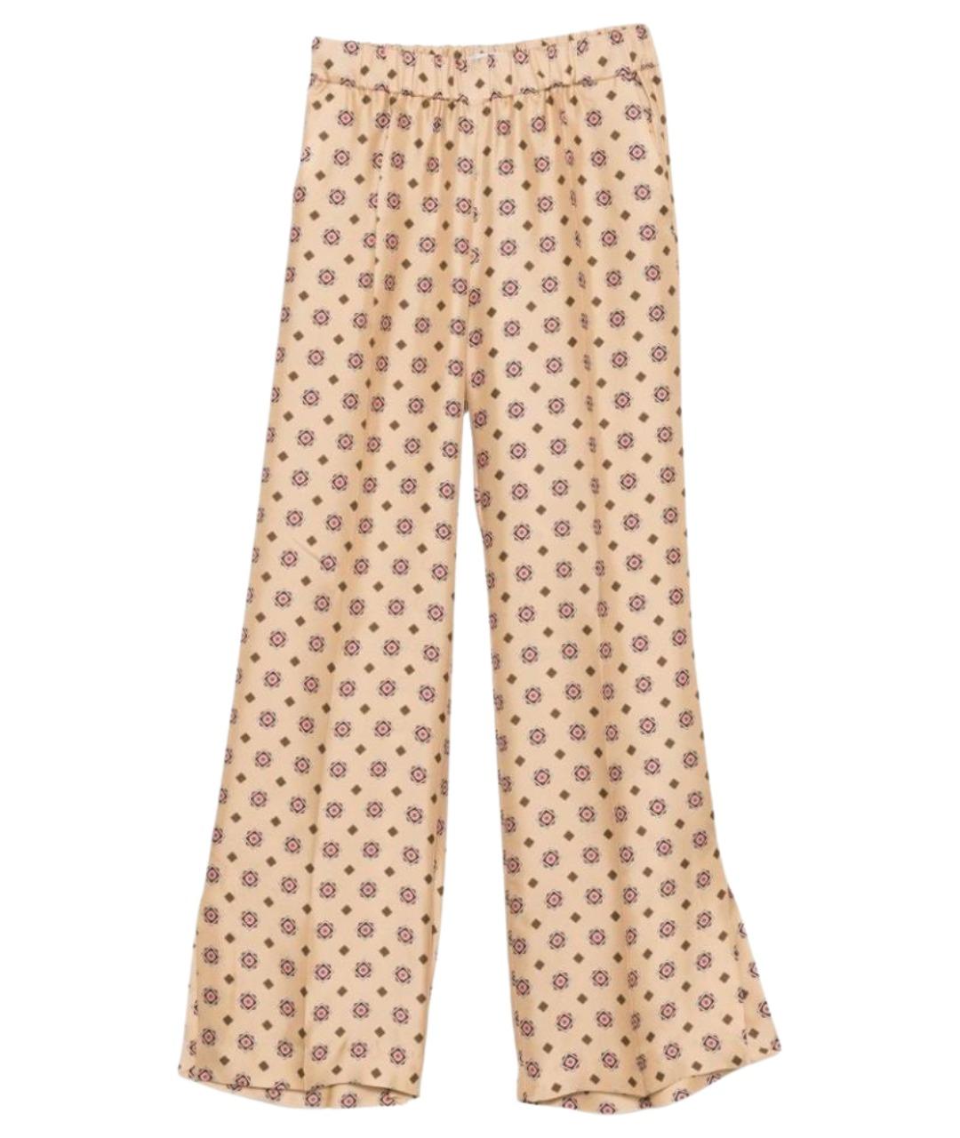 ALBERTO BIANI Бежевые шелковые прямые брюки, фото 1