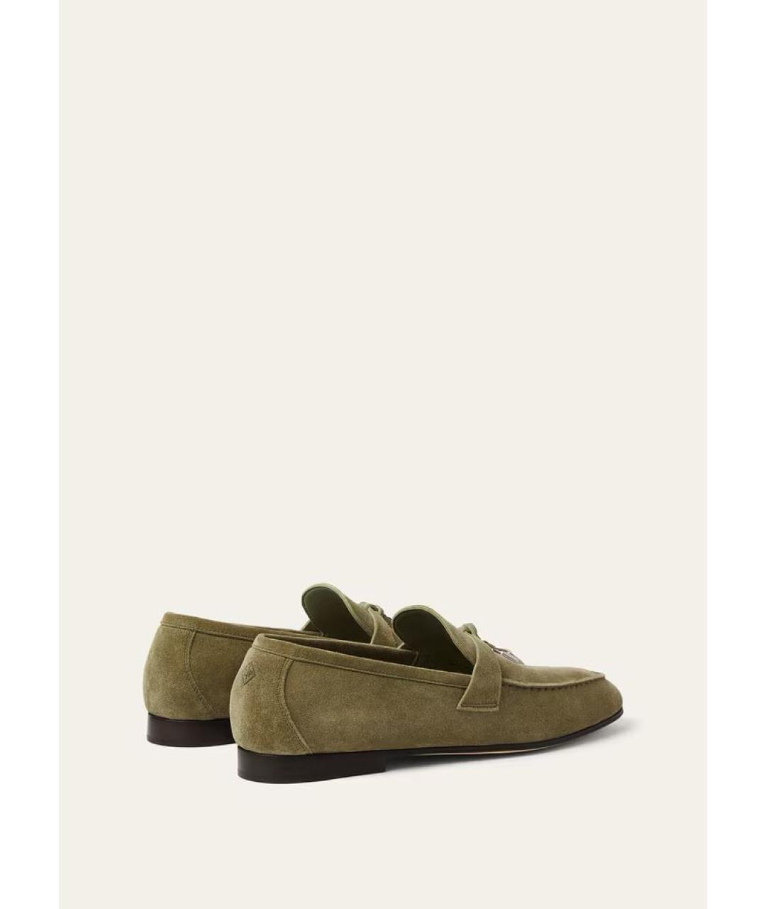 LORO PIANA Зеленые кожаные лоферы, фото 4