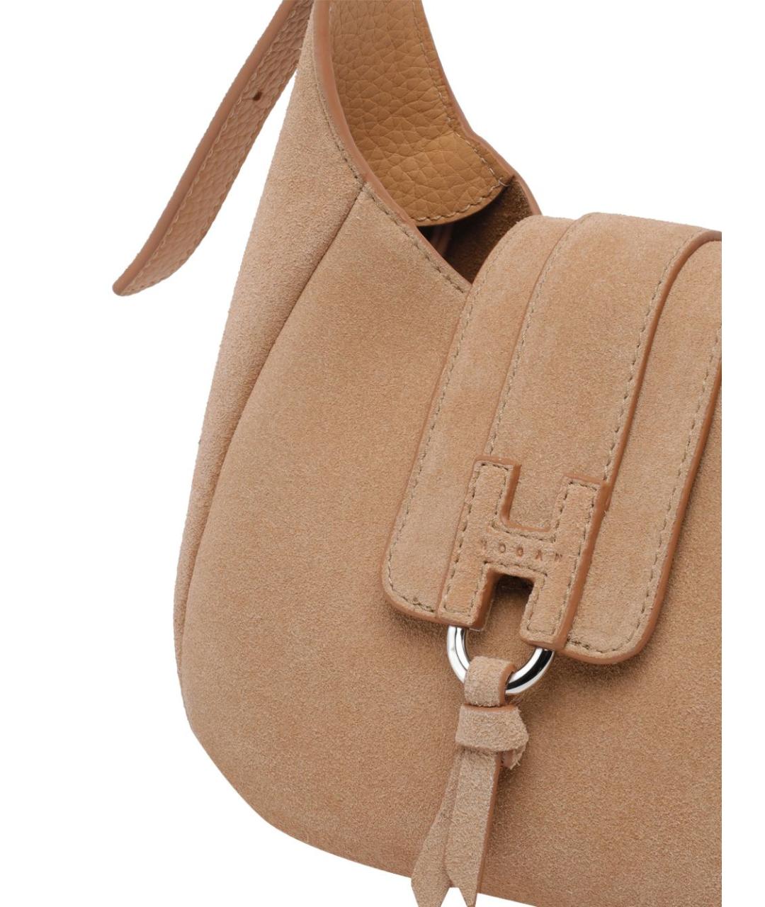 HOGAN Бежевая кожаная сумка через плечо, фото 4