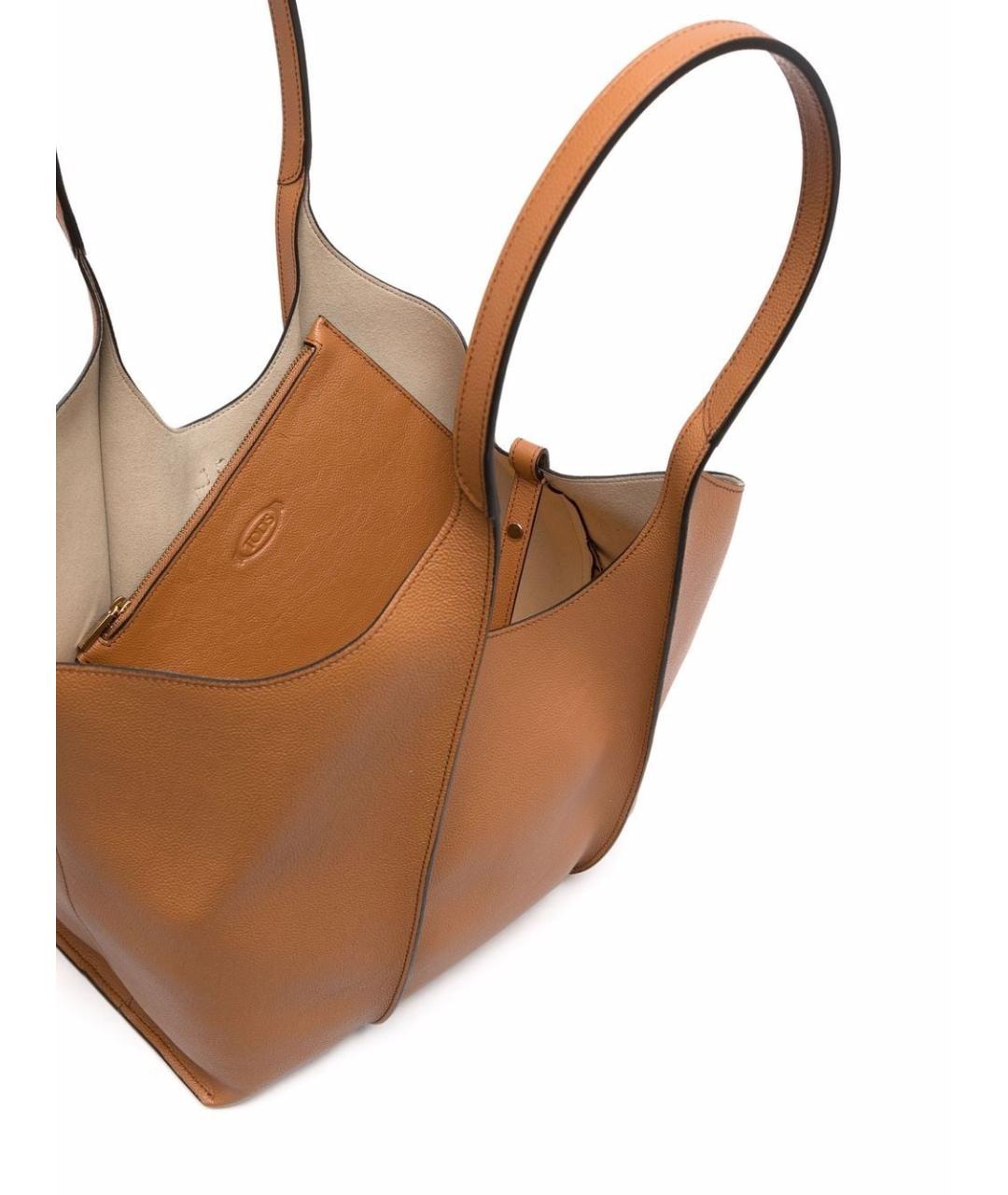TOD'S Коричневая кожаная сумка тоут, фото 3