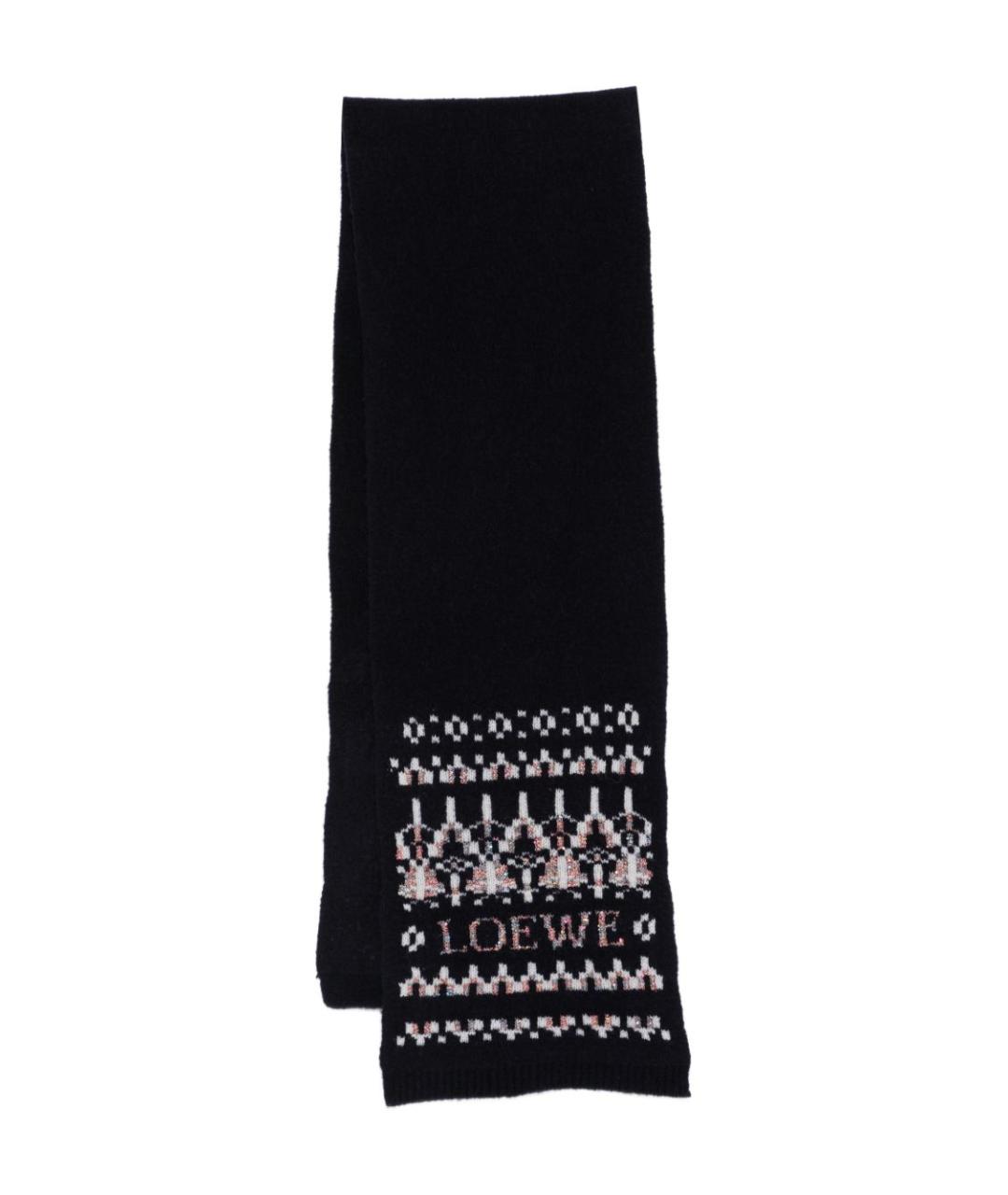 LOEWE Темно-синий шерстяной шарф, фото 4