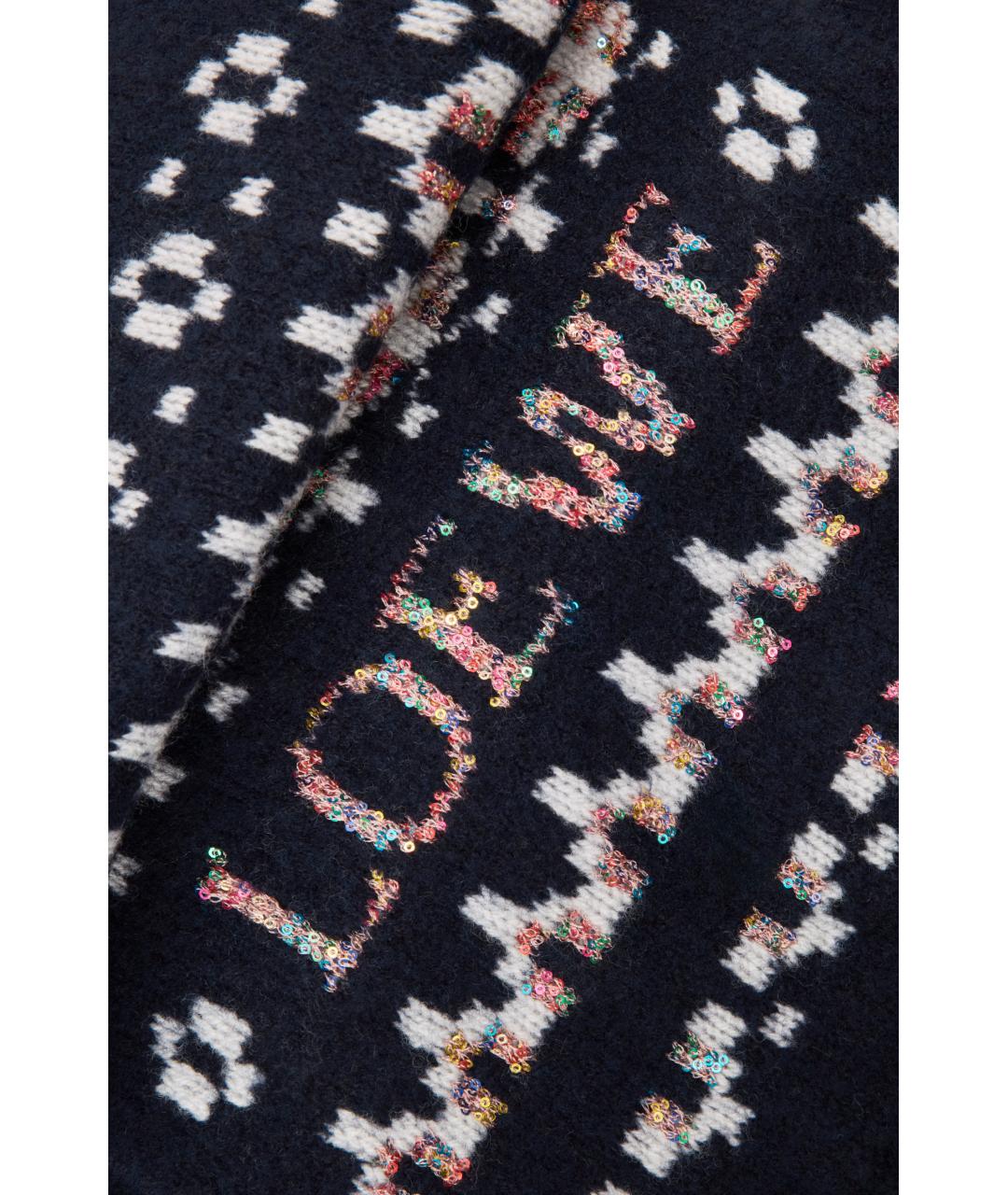 LOEWE Темно-синий шерстяной шарф, фото 5