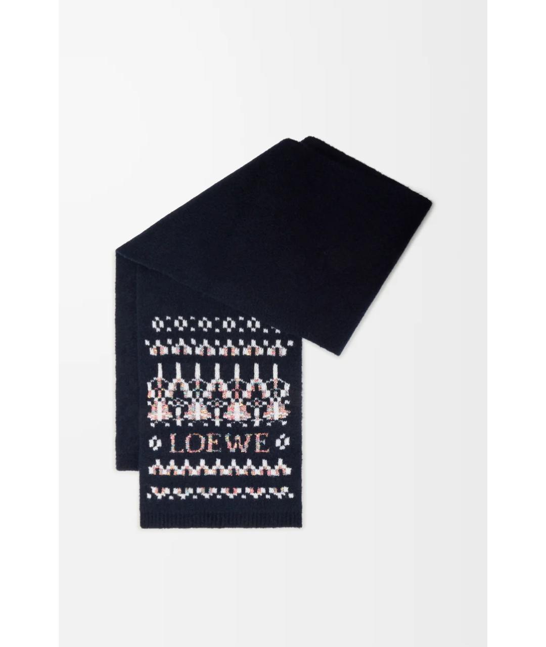 LOEWE Темно-синий шерстяной шарф, фото 6