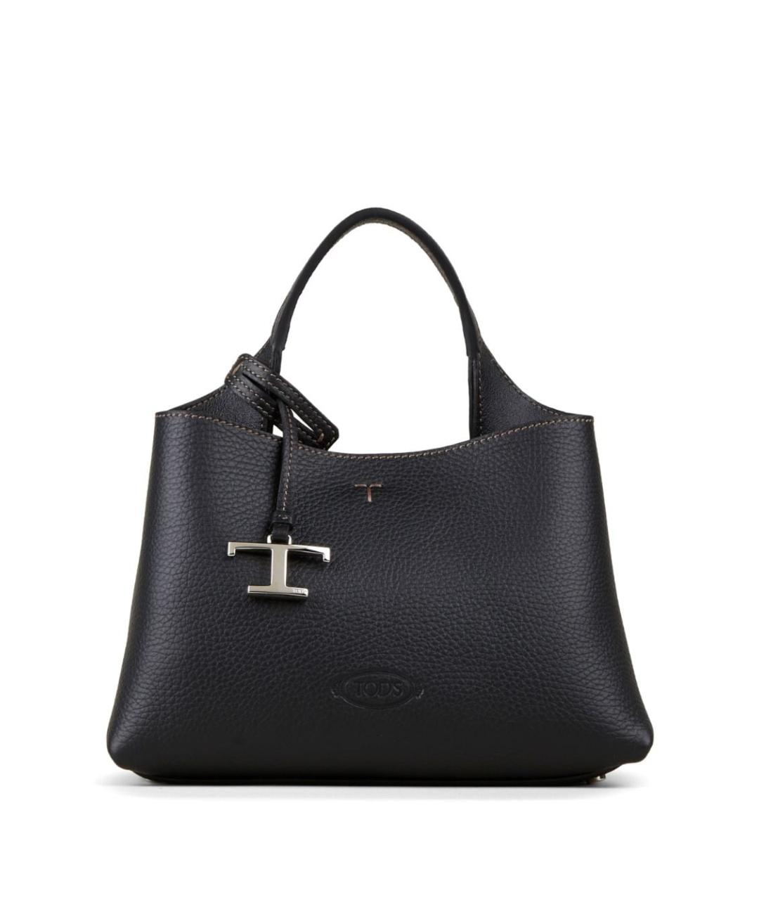 TOD'S Черная кожаная сумка тоут, фото 1