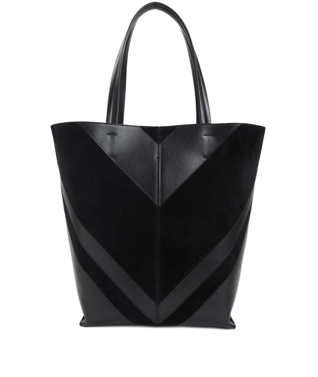 PHOEBE PHILO Черная кожаная сумка тоут, фото 3