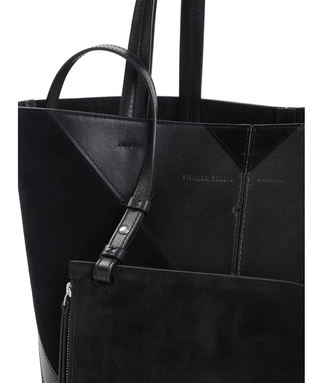 PHOEBE PHILO Черная кожаная сумка тоут, фото 2